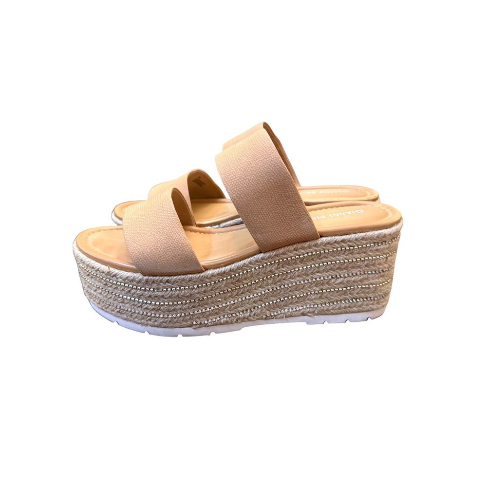 Gianni Bini Addelissa Spanish Sand Rhinestone Espadrille Platform Wedge 9M Women